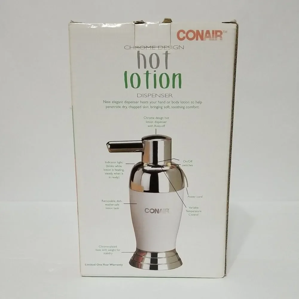 Conair Chrome And White Design Hot Lotion Dispenser HLD31 New‎ In Open Box